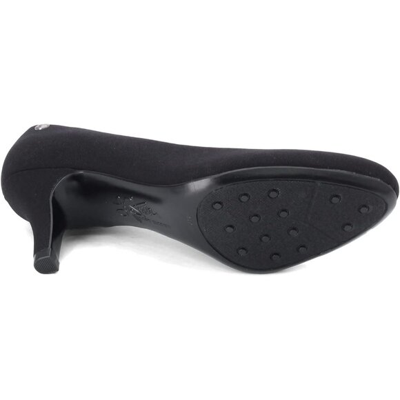 LifeStride Women Beige Black Polyurethane Closed Pointed Toes Kitten Heel Pumps - Picture 8 of 8